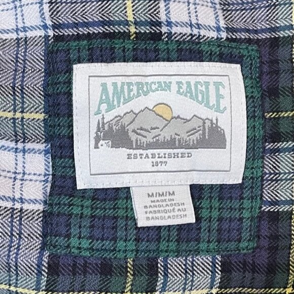 AMERICAN EAGLE Cropped Plaid Flannel Shirt - Size Medium - Picture 4 of 6
